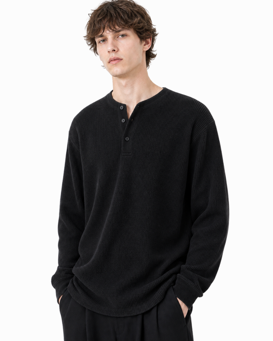 Henley neck long sleeve t shirt