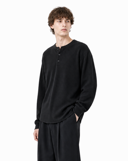 Henley neck long sleeve t shirt