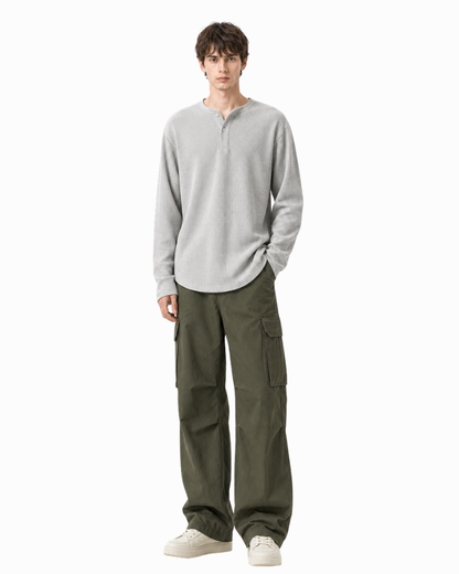 Henley neck long sleeve t shirt