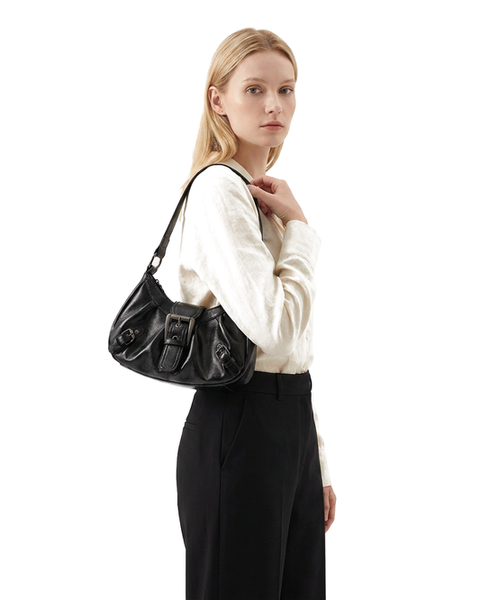 Leather-Belt Utility Shoulder Bag