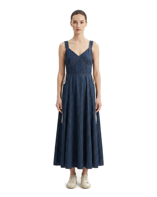 Denim Dress & Sheer Knit Set