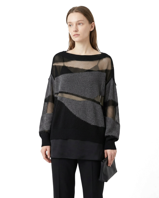 Sheer Mix Oversized Knit